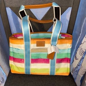 EUC Coach Watercolor Striped Hampton Tote